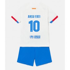 Barcelona Ansu Fati #10 Bortedraktsett Barn 2023-24 Kortermet (+ korte bukser)